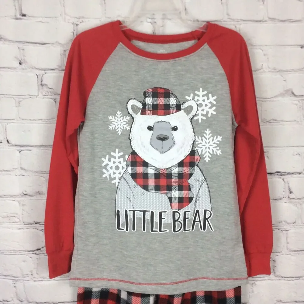 Buffalo Plaid Pajamas Boys LITTLE BEAR PJs Sz S 6/7 Sleepwear Flame Resistant